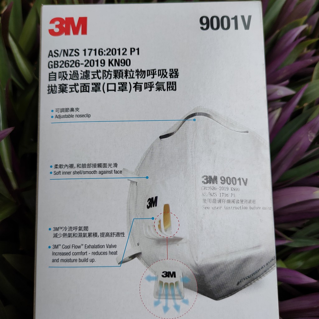 3M 9001V P1 มีวาล์ว หน้ากากอนามัย หน้ากากป้องกันฝุ่น PM2.5 ละออง แบบพับได้ พร้อมวาล์วระบายอากาศ สายคล้องหู