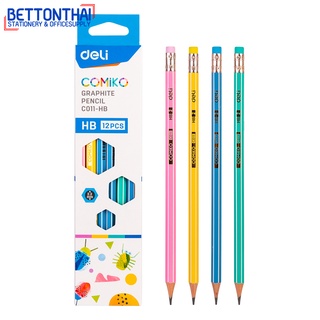 Deli C011-HB Graphite Pencil HB ดินสอไม้ HB ทรงหกเหลี่ยม แพ็ค 12 แท่ง ดินสอ เครื่องเขียน อุปกรณ์การเรียน ดินสอ2B school