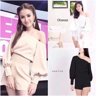 พร้อมส่ง วันพุธ  New in !!!! Irina set Brand : (Hatiya)  ✨เซตเสื้อแขนยาวปาดไหล่ 1ข้าง แขนพองจับจีบ ส