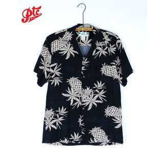 เสื้อฮาวาย Two Palms Pineapple Map Black