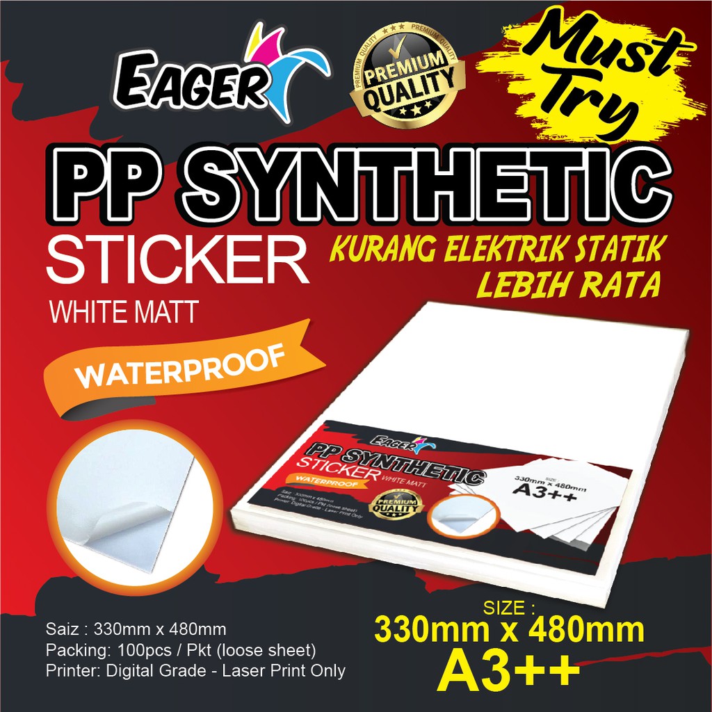 A3++ PP Synthetic Sticker / Matt Sticker / Sticker kalis Air / Label Sticker / Frozen Sticker / Lase