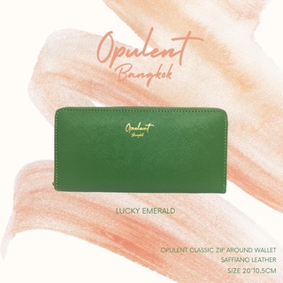 กระเป๋าสตางค์ใบยาว หนังSaffiano ซิปรอบ สี Lucky Emerald