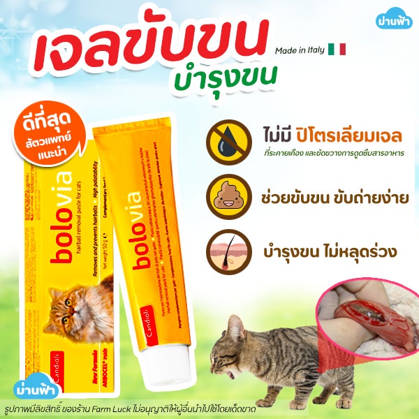 🧡ใช้ดีมาก ไม่ทำให้อ้วก อาเจียร🧡 100%ธรรมชาติBolovia เจลขับก้อนขนแมว 50g ✅ธรรมชาติ100% ไม่มีปิโตรเลีย