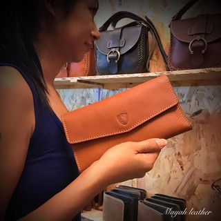mayah.leather กระเป๋า  ทรง3พับผลิตจากหนังวัวฟอก 02