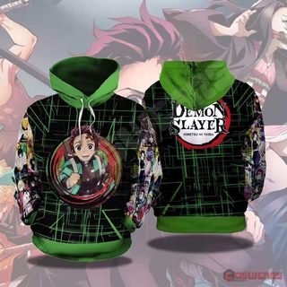 เสื้อกันหนาว มีฮู้ด ลายการ์ตูนอนิเมะ Demon Slayer Kimetsu no Yaiba