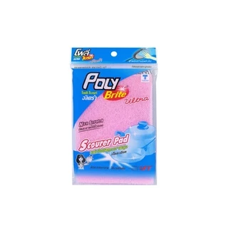 Poly-Brite Ultra โพลี-ไบรท์อัลตร้า แผ่นใยขัดละเอียด ไม่เป็นรอย ขัดเทฟลอน แก้ว จานชาม ทนทาน ขนาด 10x15 ซม.