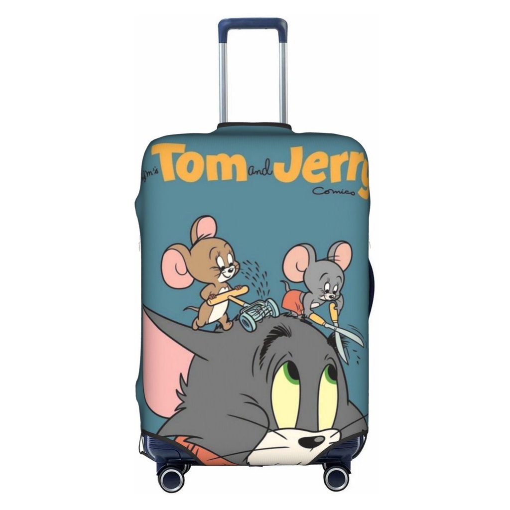 ผ้าคลุมกระเป๋าเดินทาง ลายการ์ตูน Tom &amp; Jerry ซักทําความสะอาดได้ ขนาด 18-32 นิ้ว