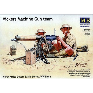 ฟิกเกอร์โมเดล Master Box Model 1/35 MB3597 Vickers Machine Gun team, North Africa Desert Battle Series, WW II era