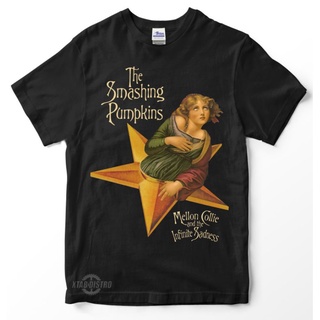 เสื้ เสื้อยืดหนังกลับ พิมพ์ลายฟักทอง MELLON COLLIE สไตล์วินเทจS-5XL