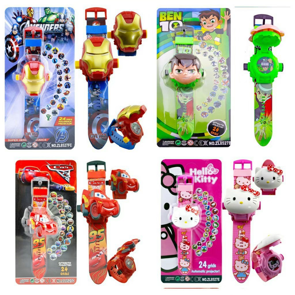 (พร้อมส่งทุกลาย) นาฬิกาเด็ก ฉายแสงได้ สลับรูปภาพได้ถึง24ภาพ นาฬิกาเบ็นเท็น ฮีโร่ เจ้าหญิง นาฬิกาเด็กผู้ชาย มีไฟฉาย RC122