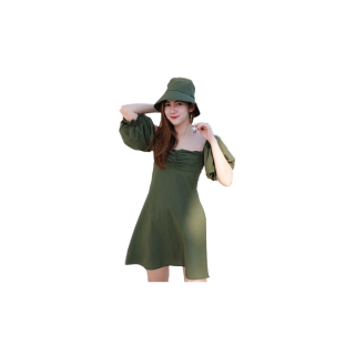 Set Havana dress+hat เดรสแขนพอง เว้าหลัง แอบแซ่บเบา พร้อมหมวกไปเลยจ้า เซตนี้จบครบ