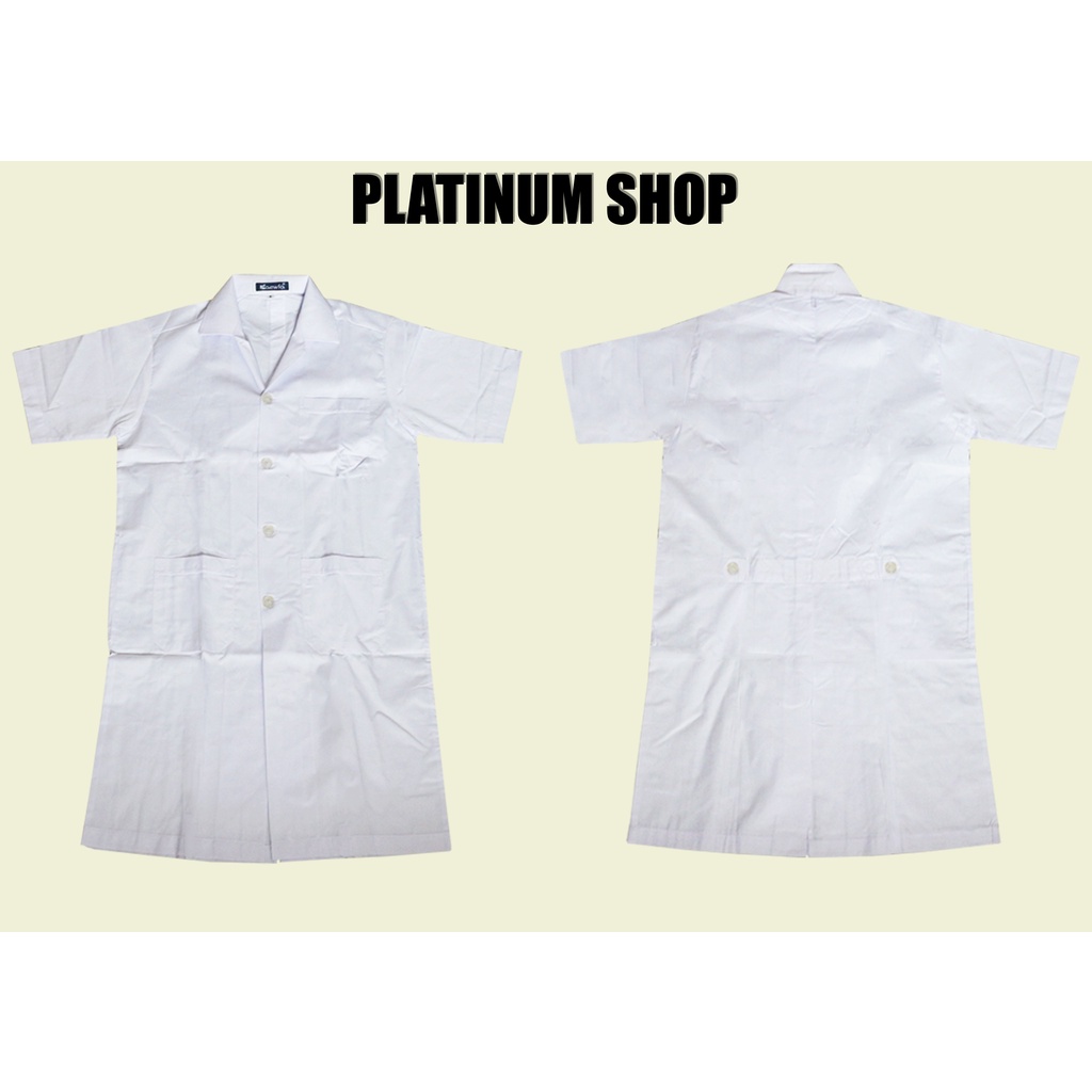 เสื้อกาวน์แพทย์ ตัวยาว แขนสั้น เสื้อกาวน์พยาบาล/หมอ เนื้อผ้าดีใส่สบาย ของยี่ห้อ แก้วฟ้าKaewfa