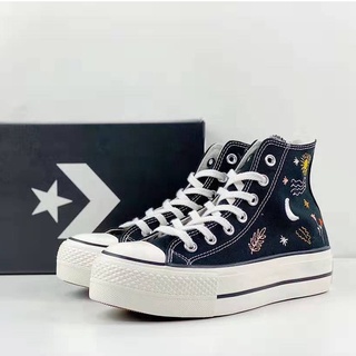 CONVERSE รองเท้าผ้าใบลําลอง พื้นหนา ปักลายดวงจันทร์ ดาว แฟชั่นสําหรับผู้ชาย และผู้หญิง เหมาะกับการเล่นกีฬา -231