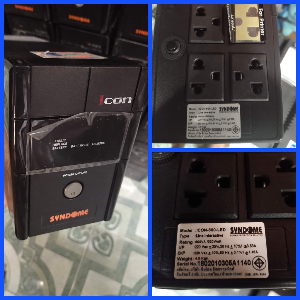 เครื่องสำรองไฟ SYNDOME  ICON UPS (800VA /320W) ECO UPS (800VA /480W)  ATOM UPS (1000VA /600W) มือสอง