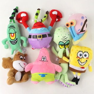 ของเล่นตุ๊กตาการ์ตูน SpongeBob SquarePants Patrick Star Plankton Sandy Cheeks Gary the Snail Squidward Tentacles Kawaii 7 สไตล์ สําหรับเด็ก ของขวัญวันเกิด คริสต์มาส