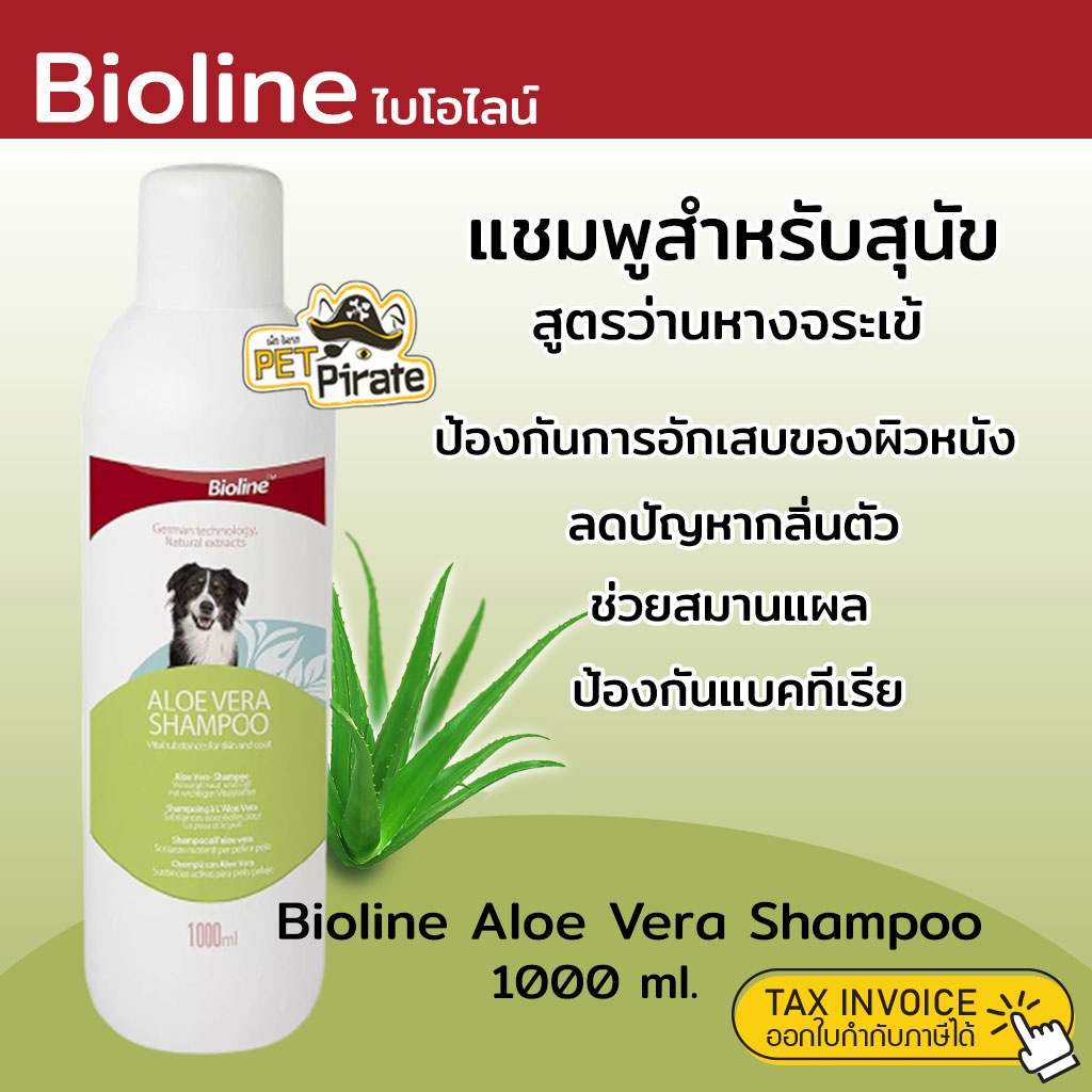 Bioline Aloe Vera Shampoo แชมพูสำหรับสุนัข สูตรว่านหางจระเข้ 1000 ml ต้านเชื้อ สมานแผล ขนสวย แข็งแรง ลดปัญหากลิ่นตัว