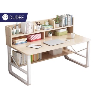 DUDEE โต๊ะทำงานสไตล์โมเดิร์น มีชั้นวางของ โครงเหล็กแข็งเเรงทรงสูง มีหลายขนาด