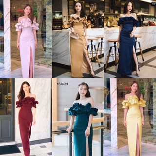 JA15340✖️สอบถาม​ก่อน​สั่ง​✖️MaxiDress​ชุดเดรสยาวปาดไหล่ระบาย​ ชุด​เที่ยว​คาเฟ่​ ชุดใส่ไปงาน