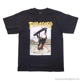 ผ้าฝ้าย 100% เสื้อ thrasher magazine thrasher skateboard t- shirts งานดีมากๆ  oversizeS-3XL