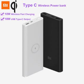 original xiaomi 10000 mah อุปกรณ์ที่ชาร์จแบตเตอรี่สํารองไร้สาย 10 w qi fast charger 5v/3a usb type c ขนาดพกพา