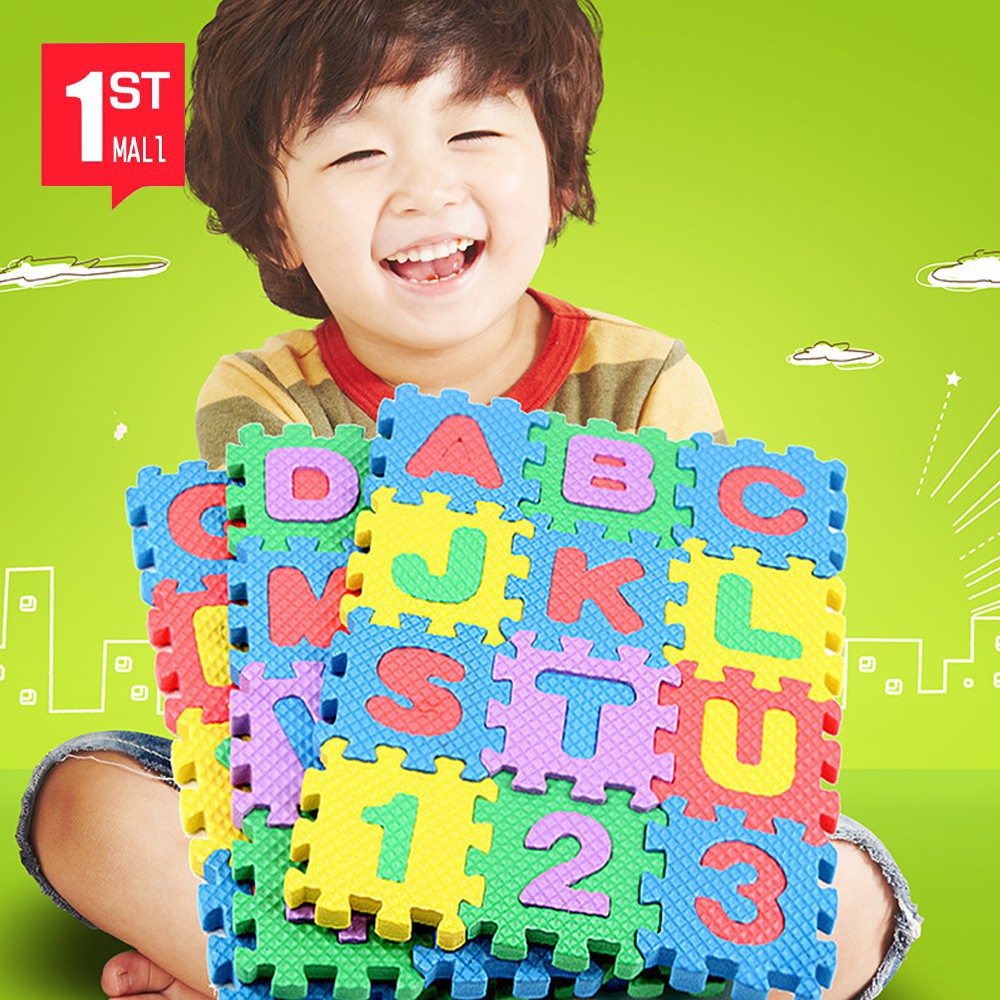 ตัวต่อโฟม36ตัวอักษร จิ๊กซอโฟมABCและตัวเลข แผ่นโฟมabc จิ๊กซอABC