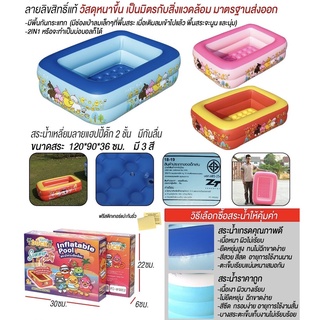 สระน้ำเป่าลม ลายแฮปปี้ดัก/เจ้าหญิง มีกันลื่น ขนาด 120*90*36 ซม.***รุ่นใหม่ หนาขึ้น***