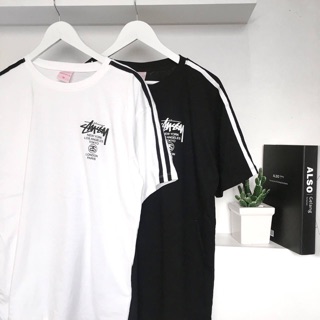 เสื้อoversize พิมพ์ลายstussy ติดแถบแขน