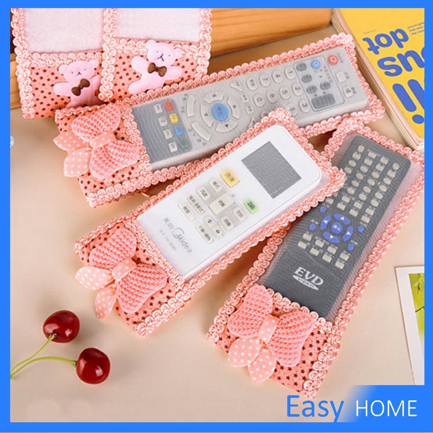 ซองใส่รีโมตคอนโทรล ชุดตกแต่งรีโมทคอนโทรล ประดับโบว์ มุ้งมิ้ง น่ารัก Remote control cover