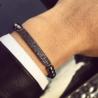 บาร์เพทาย สไตล์ใหม่ ผู้ชาย แบรนด์เนม สร้อยข้อมือ ฝังไมโคร CZ ปูลูกปัด สร้อยข้อมือ เพทาย บาร์ กําไลข้อมือ