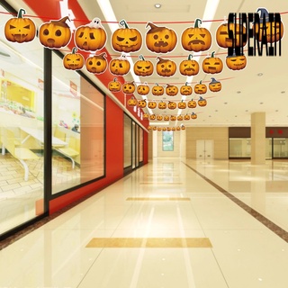 &lt;Halloween Decoration&gt; แบนเนอร์กระดาษ รูปฟักทอง สัมผัสลื่น เป็นมิตรกับสิ่งแวดล้อม สีสว่าง สําหรับตกแต่งปาร์ตี้ฮาโลวีน 1 ชุด