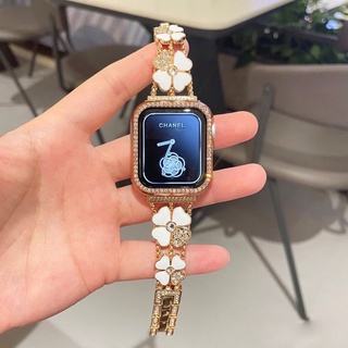 สายนาฬิกาข้อมือ โลหะ ประดับเพชร แฟชั่น สําหรับ Apple Watch 38 40 42 44 41 45 มม. IWatch Series 1 2 3 4 5 6 SE 7