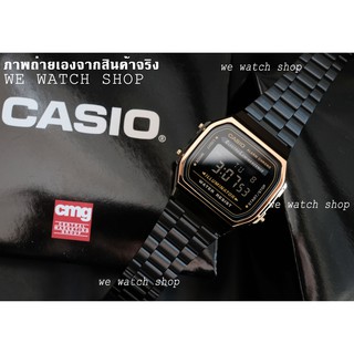 CASIO ของเเท้ CMG รุ่น A168WEGB-1BDF สินค้าใหม่ ของแท้ ประกันศูนย์ CMG สีทอง สายดำ สายเหล็ก