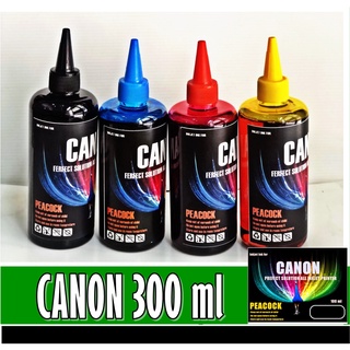 หมึกเติม  "PEACOCK" (Shoola)For Canon ​300ml.เกรดพรีเมียมใช้เติมเครื่องพิมพ์ตระกูลCanon เทียบเท่า คุณภาพสีสดใส ติดทนนาน