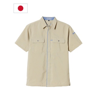 PETICOOL MEN short sleeves, spread collar, zip over button type Japan work wear brand