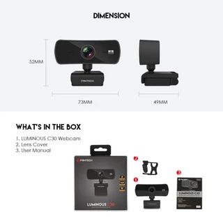 FANTECH WEBCAM LUMINOUS C30 1440P 2K QUAD HD USB Web Camera Webcam With Built-In Microphone