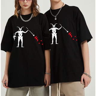 T-shirt  เสื้อยืดแขนสั้น คอกลม ผ้าฝ้าย 100% พิมพ์ลายโครงกระดูก Death Skeleton Satan สไตล์วินเทจ สําหรับผู้ชาย และผู้หญิง