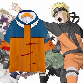 เสื้อยืดแขนสั้นมีฮู้ดพิมพ์ลาย Naruto Uzumaki Naruto สําหรับผู้หญิง