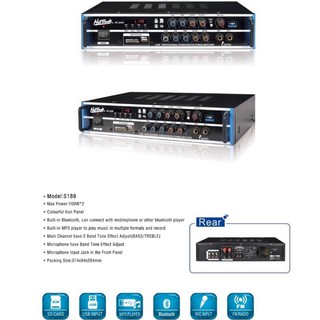 HOTROCKเครื่องขยายเสียง AC/DC 2x100W RMS รองรับBluetooth USBStereo Power AMPlifier รุ่น AV-2246