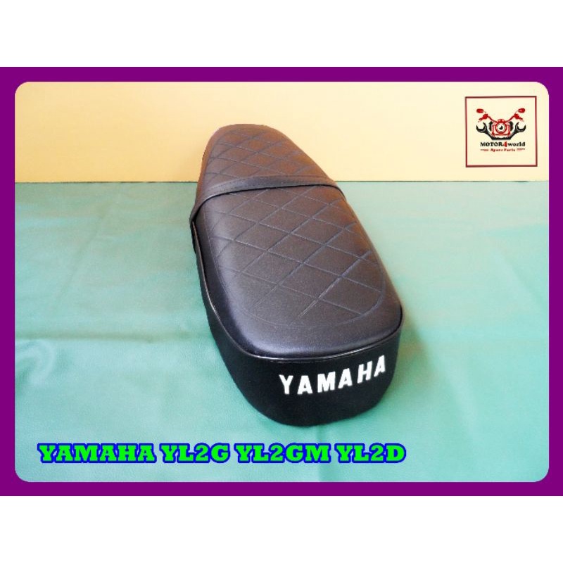 "BLACK" COMPLETE DOUBLE SEAT Fit For YAMAHA YL2G YL2GM YL2D // เบาะ สีดำ หนังพีวีซี พร้อมสกรีน