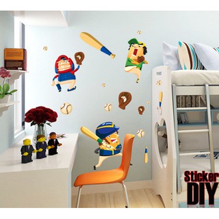 Transparent Wall sticker สติ๊กเกอร์ติดผนัง ทีมนักเบสบอล (กว้าง110xสูง100cm.)