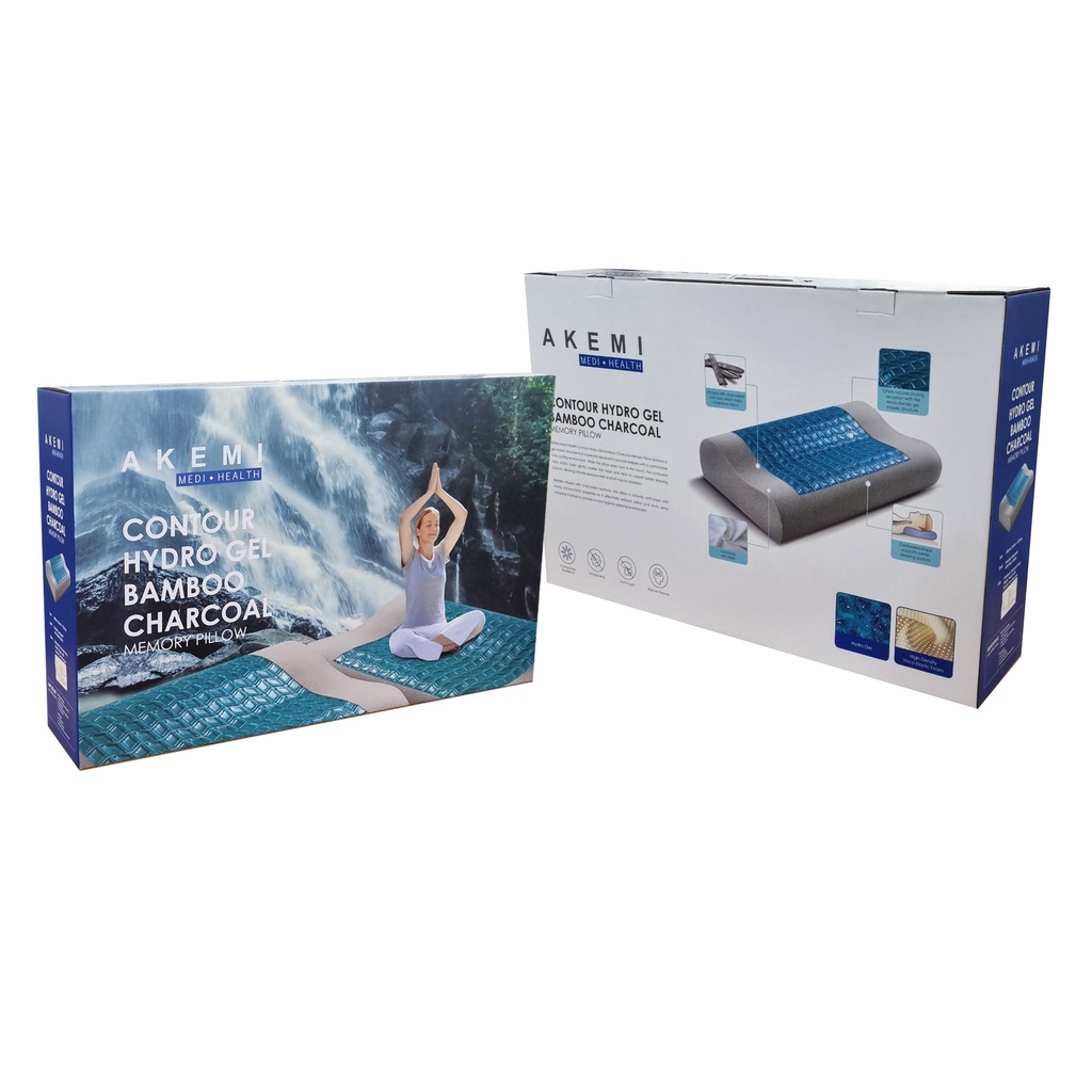 [ราคาโปร] Akemi Medi+Health Contour Hydro Gel Bamboo Charcoal Memory Pillow หมอน หมอนหนุน เมมโมรีโฟม