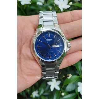 นาฬิกาข้อมือ Casio รุ่น MTP-1228D-2A นาฬิกาผู้ชาย สายแสตนเลสสีเงิน หน้าปัดสีน้ำเงิน แบตเตอรี่ 10 ปี -ของแท้ 100%