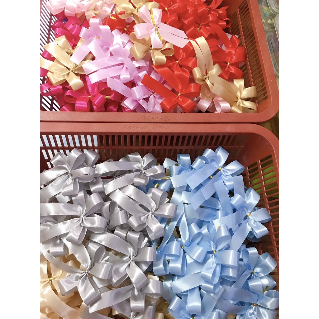 สีเยอะกว่าในรูป 💗โบว์จิ๋วสำเร็จรูป ติดของขวัญ  ติดของชำร่วย รุ่นมินิ งานแฮนด์เมด - รูปที่ 6