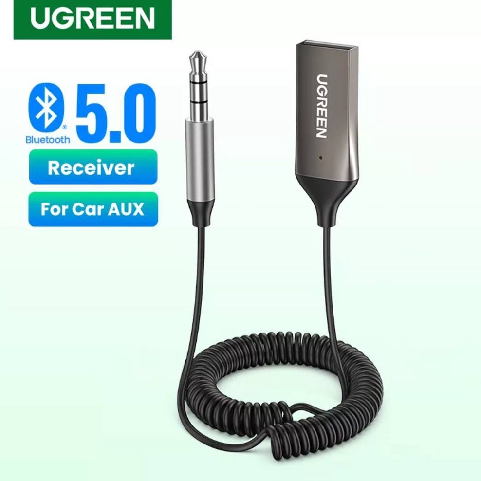 UGREEN รุ่น 70601, 60300 Wireless Bluetooth Receiver 5.0 USB สำหรับฟังเพลงบนรถยนต์ AUX หัวแจ๊คขนาด 3.5mm**