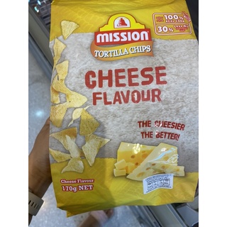 แผ่นแป้งข้าวโพด ทอดกรอบ รสชีส ตรา มิชชั่น 170 G. Tortilla Chips Cheese Flavour ( Mission Brand ) ทอร์ทิลล่า ชิปส์ ชีส เฟลเวอร์