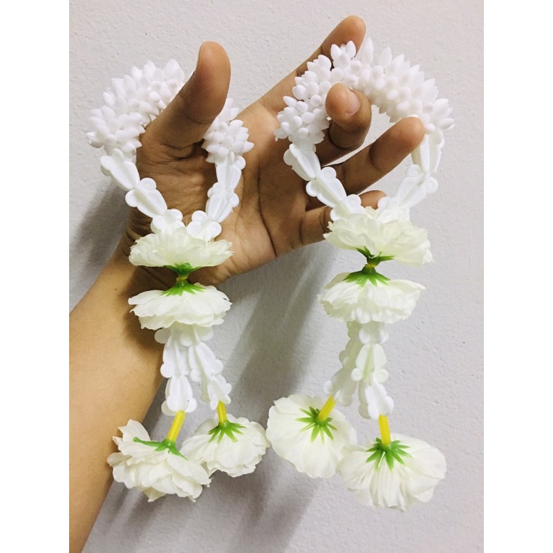ดอกมะลิวันแม่ พวงมาลัยวันแม่ (พวงมาลัยดอกมะลิวันแม่ สีขาว+ดอกพุด)พวงมาลัยไหว้ผู้ใหญ่