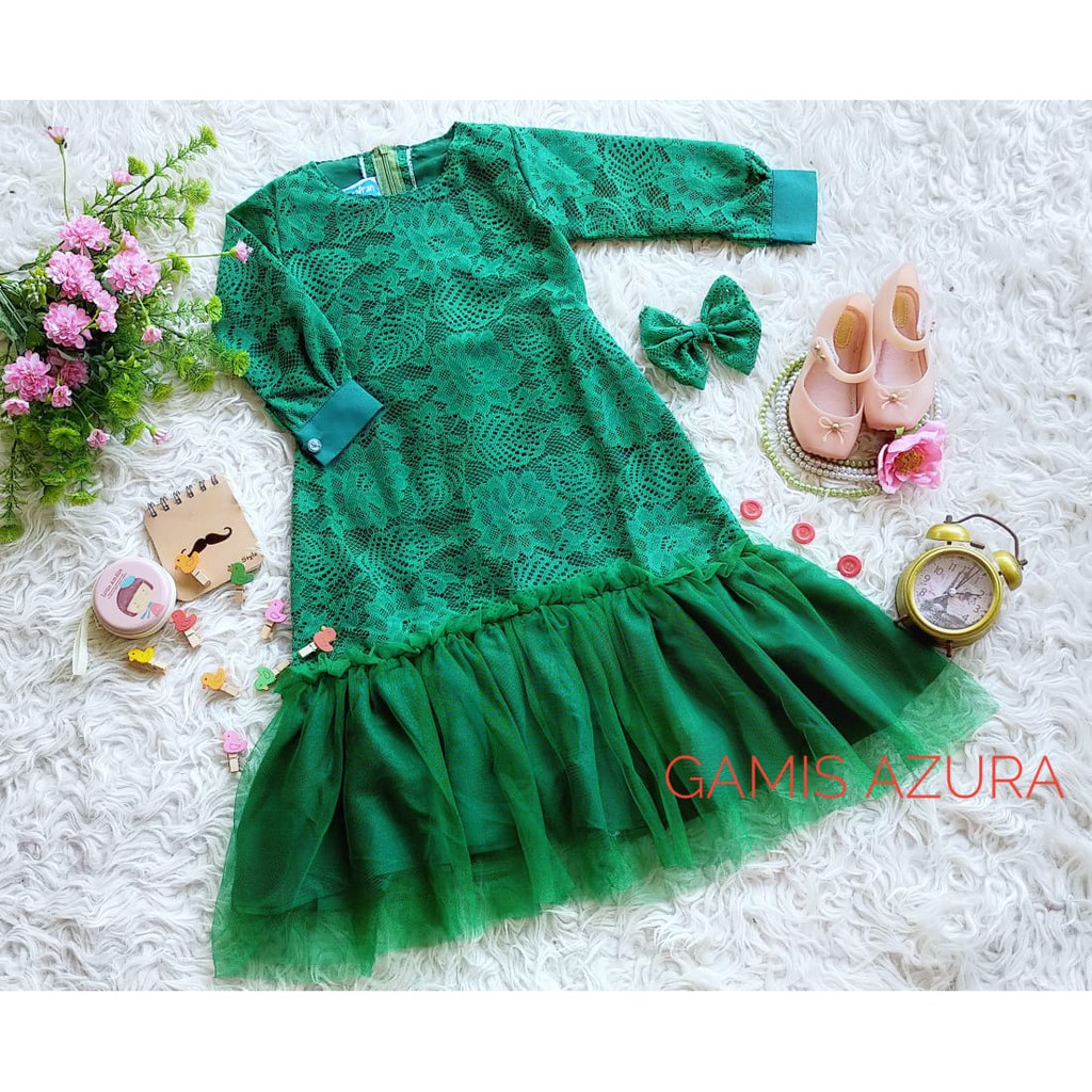 HIJAU AZURA GAMIS DRESS FOR 6-7 YEAR OLD CHILDREN ในขวดสีเขียว<READYSTOCK>