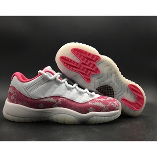 Air Jordan 11 Low Pink Snakeskin รองเท้าบาสเก็ตบอล สีขาว แตงโม สีดํา AH7860-106