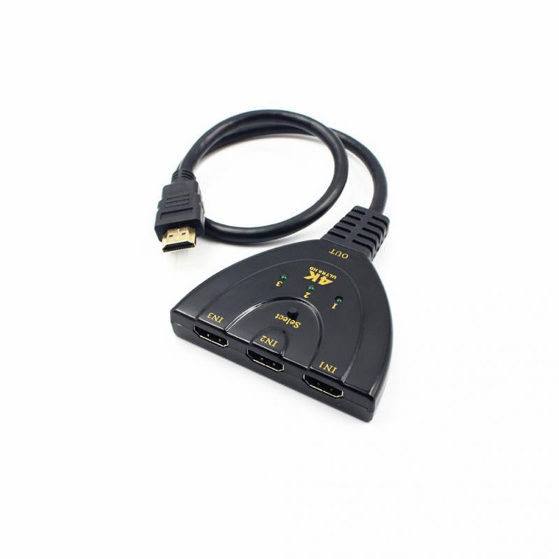 สายเคเบิลแยกสวิตช์ HDMI 3 พอร์ต 4K * 2K 2160P ฮับสวิตช์หลายตัว สําหรับ LCD HDTV PS Xbox