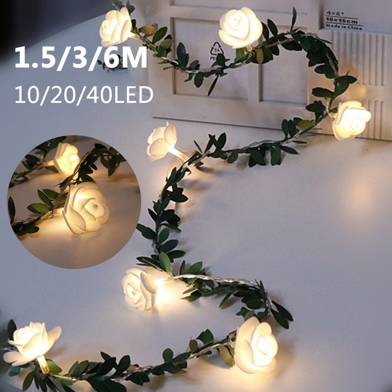 พร้อมส่ง ดอกกุหลาบ LED ไฟประดับ โคมไฟสวย ไฟตกแต่งห้อง ไฟกลางคืน ตกแต่งคริสต์มาส 1.5/3/6M